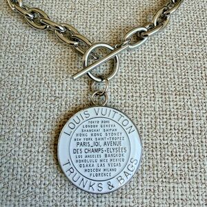 Upcycled Louis Vuitton White and Silver Trunks and Bags Pendant